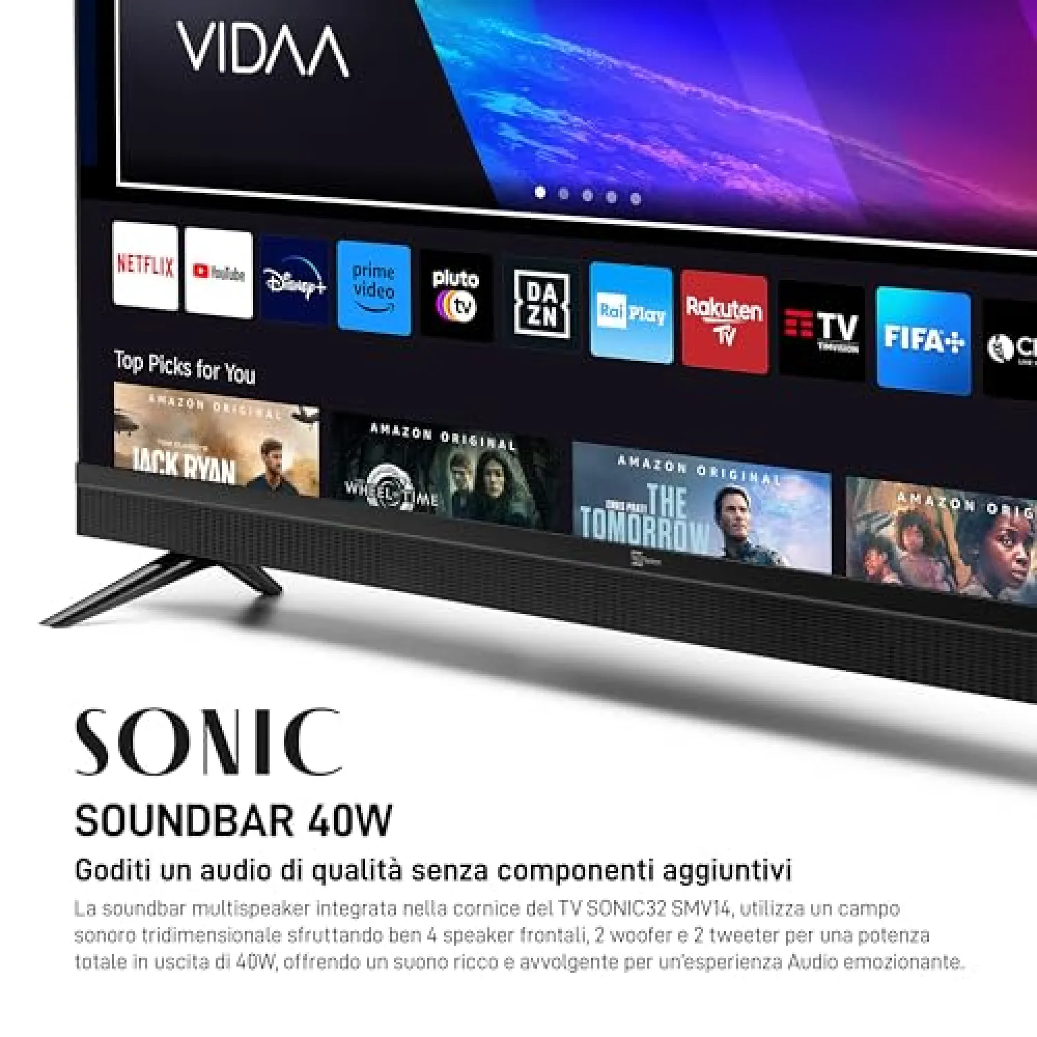 Televisore Smart TV 32 Tele System SONIC con Soundbar e HbbTV - immagine 2