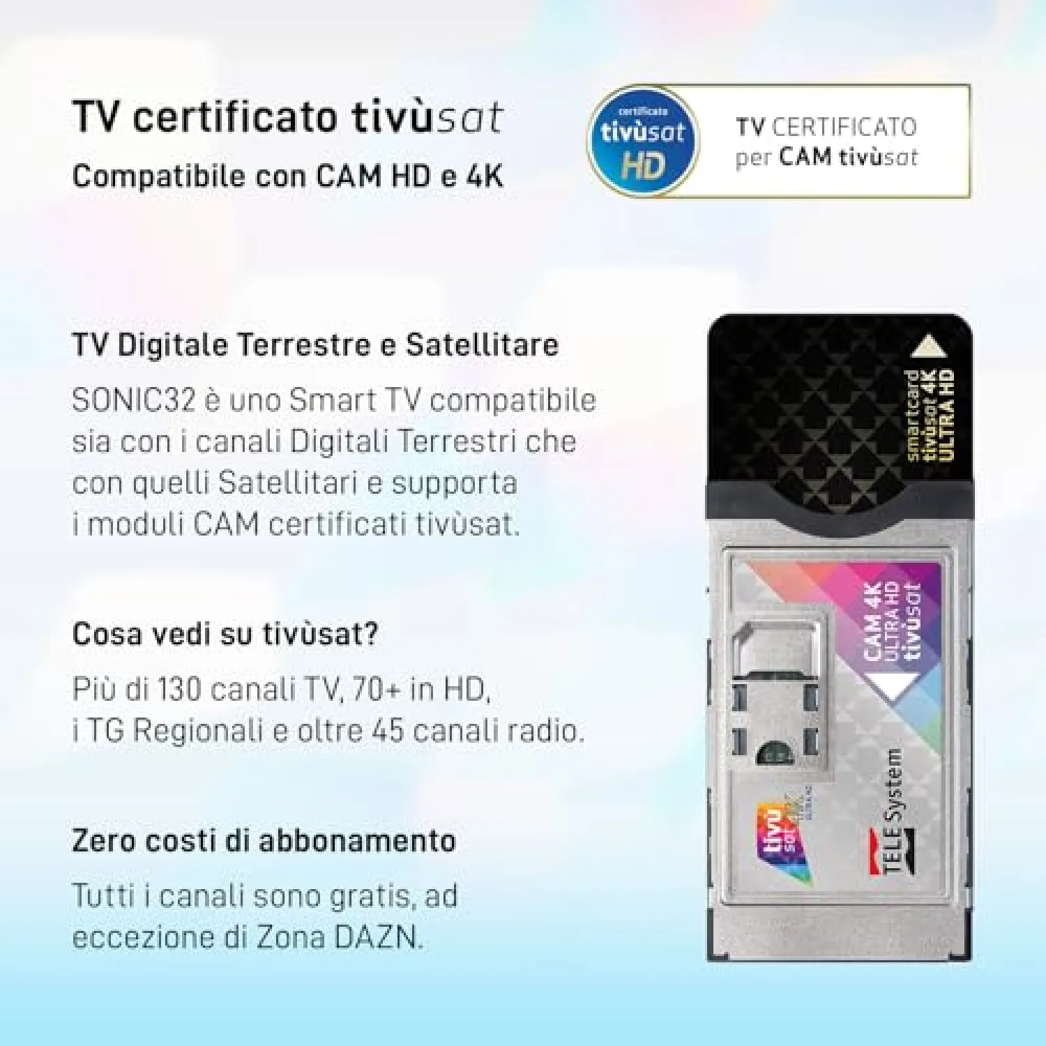 Televisore Smart TV 32 Tele System SONIC con Soundbar e HbbTV - immagine 4