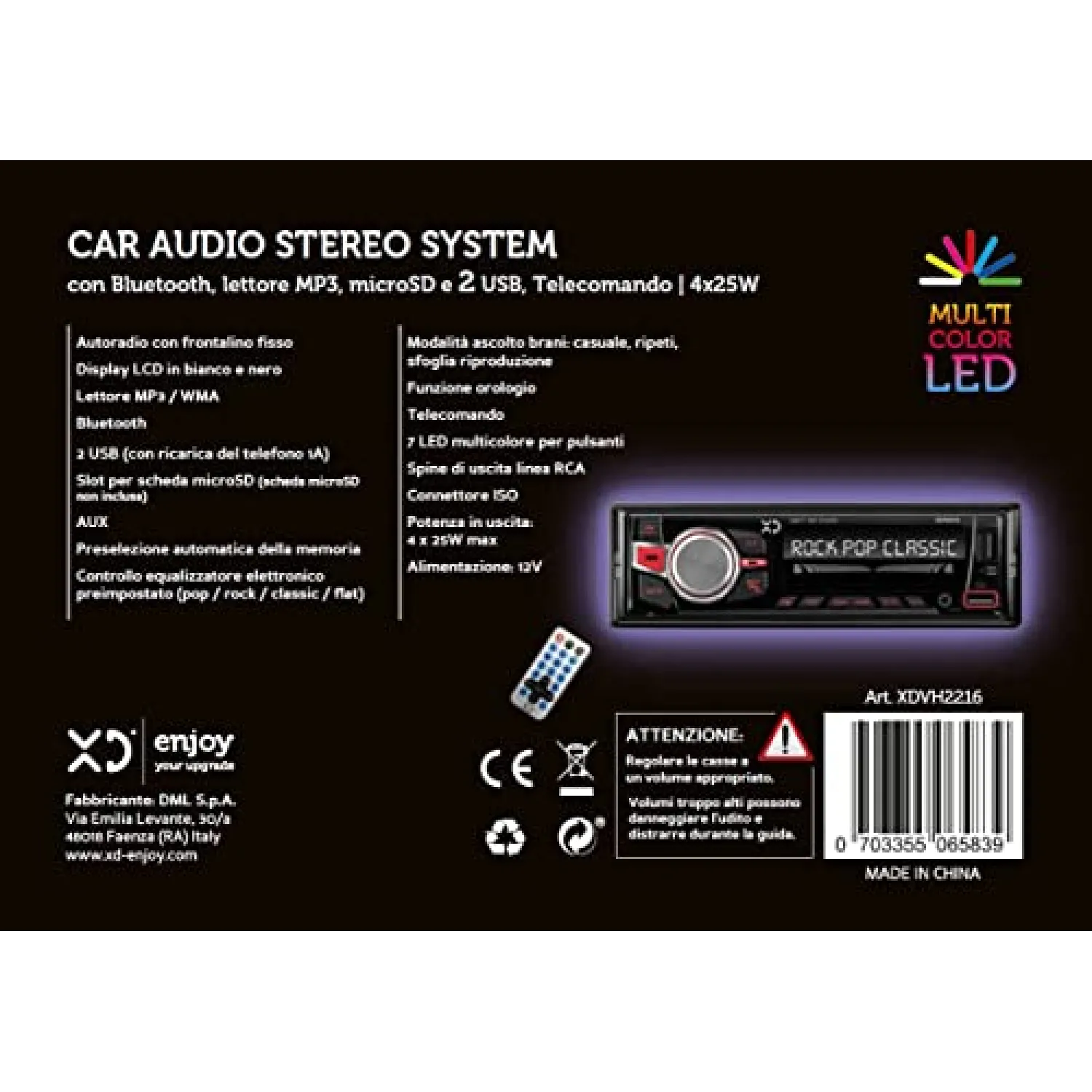 Ricevitore multimediale per auto Nero con Bluetooth 100 W - immagine 3