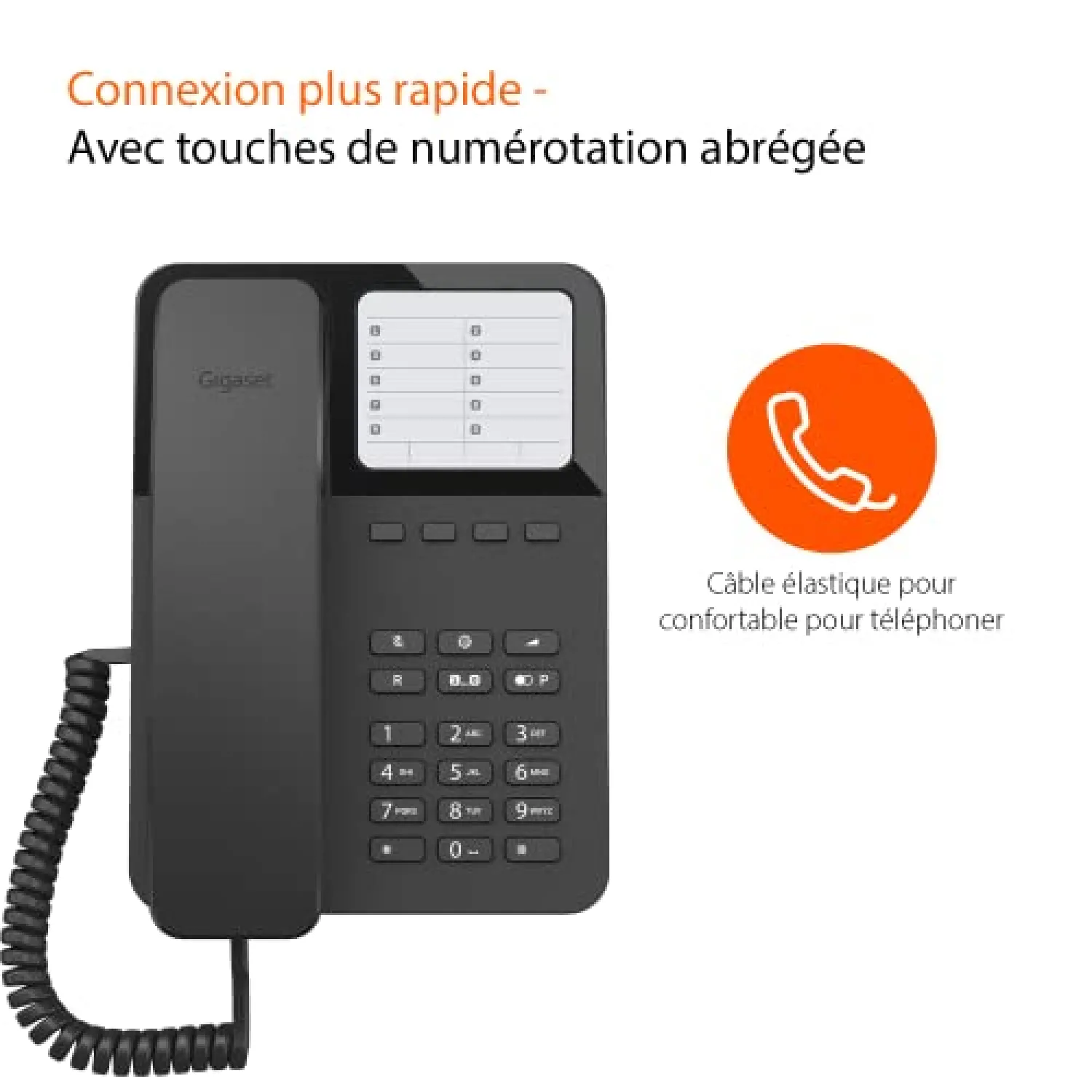 Telefono Gigaset DESK 400 da Tavolo e Parete, Nero - immagine 2