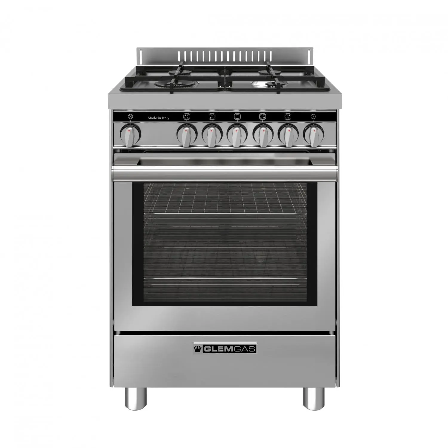 Cucina a Gas 4 Fuochi Forno a Gas Ventilato Multifunzione con Grill Larghezza x Profondità 60x60 cm Classe A colore Acciaio Inox - ST664VI