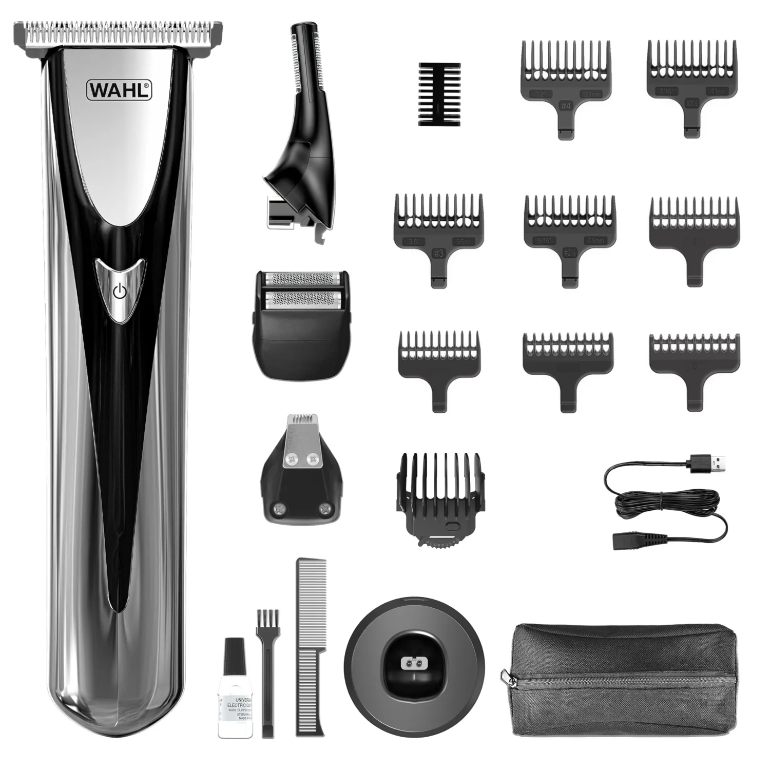 WAHL Elite Groom, rasatura completa del corpo, testine lavabili, rifinitura del naso, depilazione delle orecchie, batteria a lunga durata, perfetto per lui, facile manutenzione