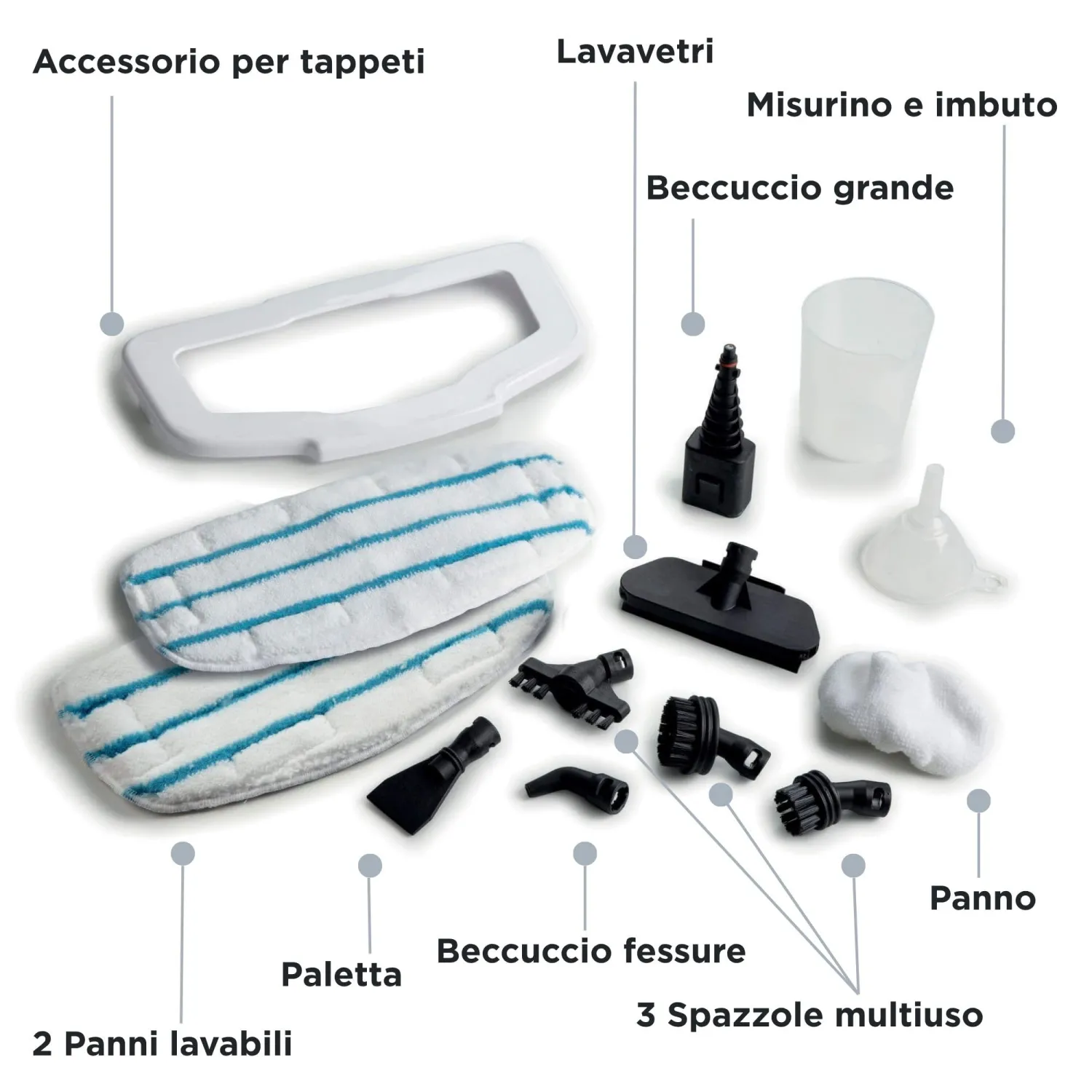 Ariete 4175 Steam Mop Foldable 10 in 1, Scopa a Vapore Pieghevole, 1500 Watt, 10 funzioni in 1, Kit accessori, Capacità 350 cc, Blu - immagine 4