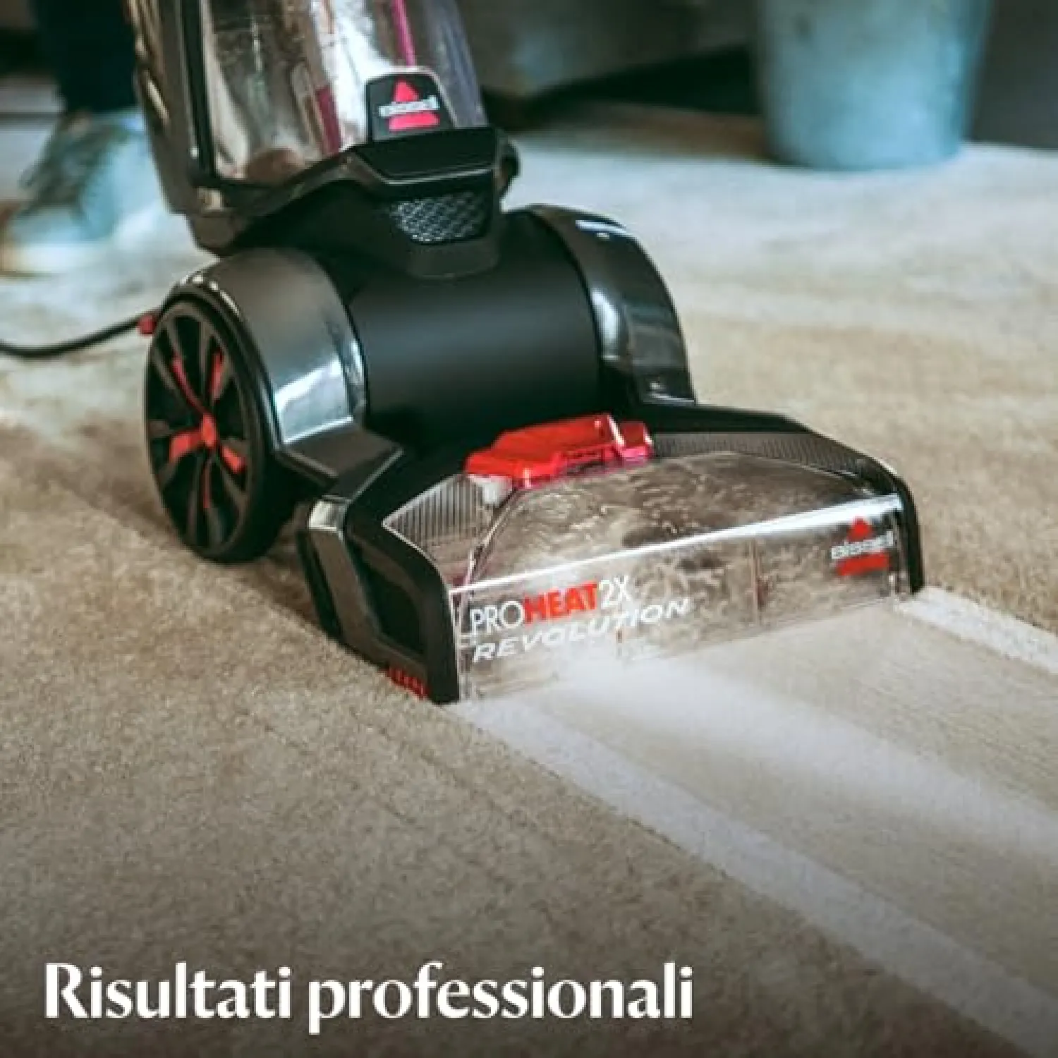 BISSELL ProHeat 2X Revolution, Lavatappeti, Lavatappezzeria con tecnologia Heatwave, Doppie spazzole, Pulitore per Tappeti, Auto, Divani, Moquette & Tappeti, 3,7L, con Cavo,Potente motore 800 W, 1858N - immagine 4