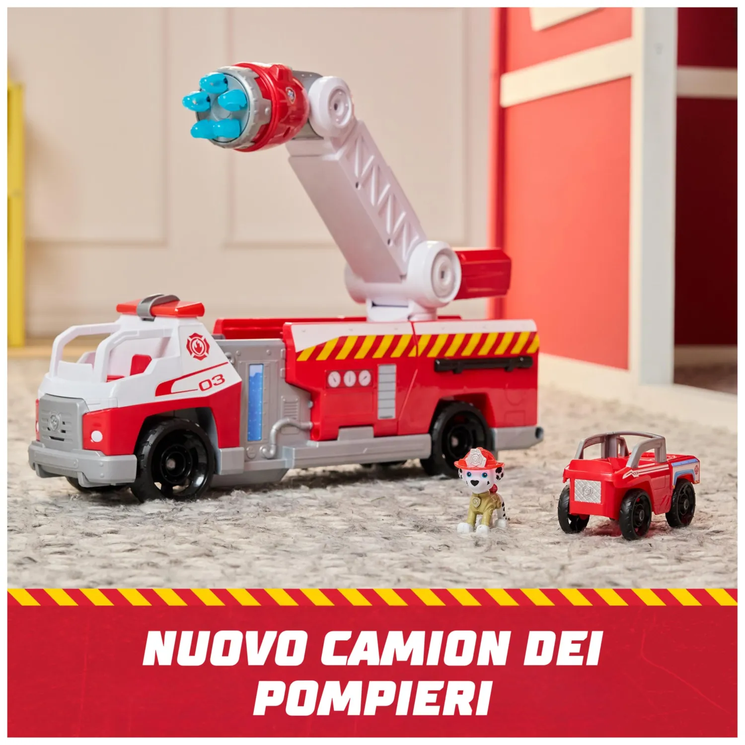 Paw Patrol Fire Rescue: Camion dei Pompieri a Caricamento Rapido con Personaggio Marshall, Lanciatore Rapido, Luci e Suoni, Giocattoli per Bambini e Bambine, 3+ Anni - immagine 5