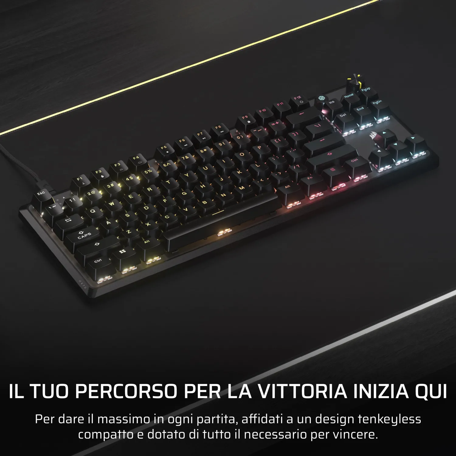 CORSAIR K70 CORE TKL RGB Tastiera da Gioco Meccanica Tenkeyless – Interruttori Lineari CORSAIR MLX Red v2 Pre-Lubrificati – SOCD – Smorzamento del Suono – Coprichiavi in ABS – QWERTY IT – Nero - immagine 5