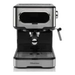 Hisense, HESCM15DBK, Macchina da caffè espresso manuale, macinato e compatibile con cialde ESE 44 mm, Pressione 15 bar, Schermo Touch, 1100W, Silver, 27.4x30x27.2 cm