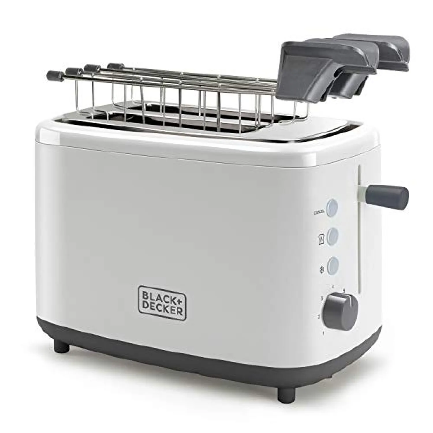 BLACK+DECKER BXTOA820E - Tostapane 820W | 2 Fessure | 3 Funzioni | 7 Livelli di Doratura | 2 Pinze per Tutti i Tipi di Pane | Funzione Stop | Vassoio Raccoglibriciole | Bianco