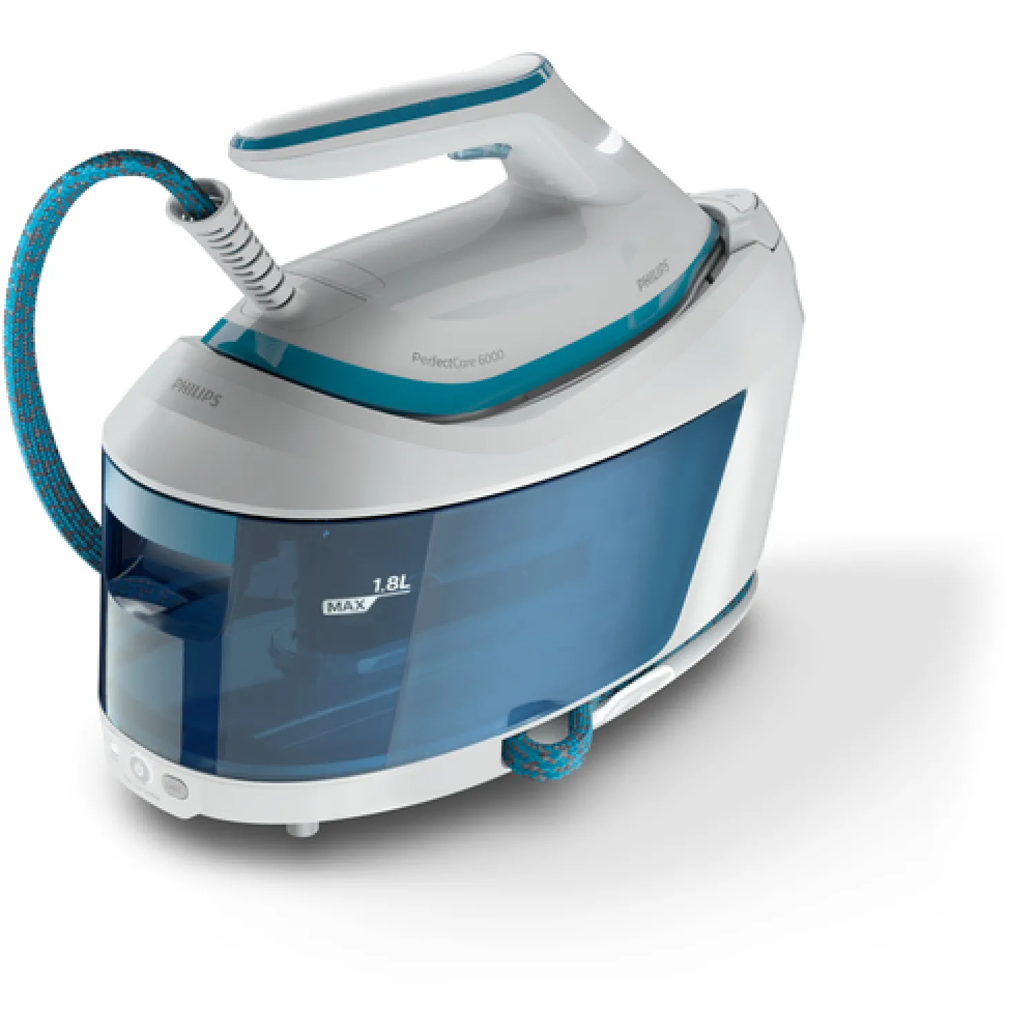 Philips PerfectCare Serie 6000 Generador De Vapor - 2400 W, 500 g De Impulso De vapor, 6,5 Bares De presión, TecnologÃa OptimalTEMP, Depósito De 1,8 L, Blanco/Azul (PSG6022/20)