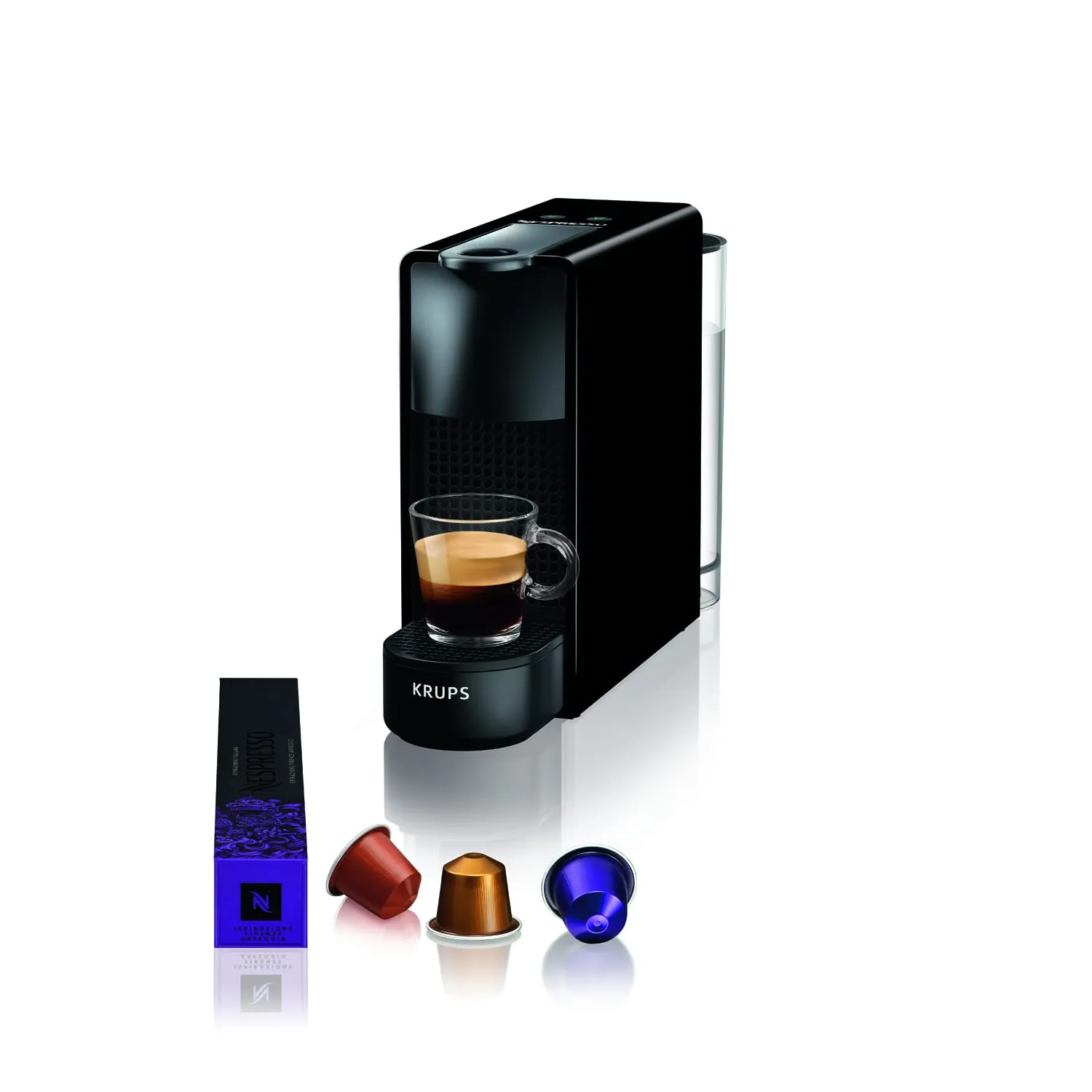 Krups Nespresso Macchina per capsule caffè Essenza Mini XN1108, 0,6 litri, 19 bar, Modalità risparmio energetico, 1260W, Nero