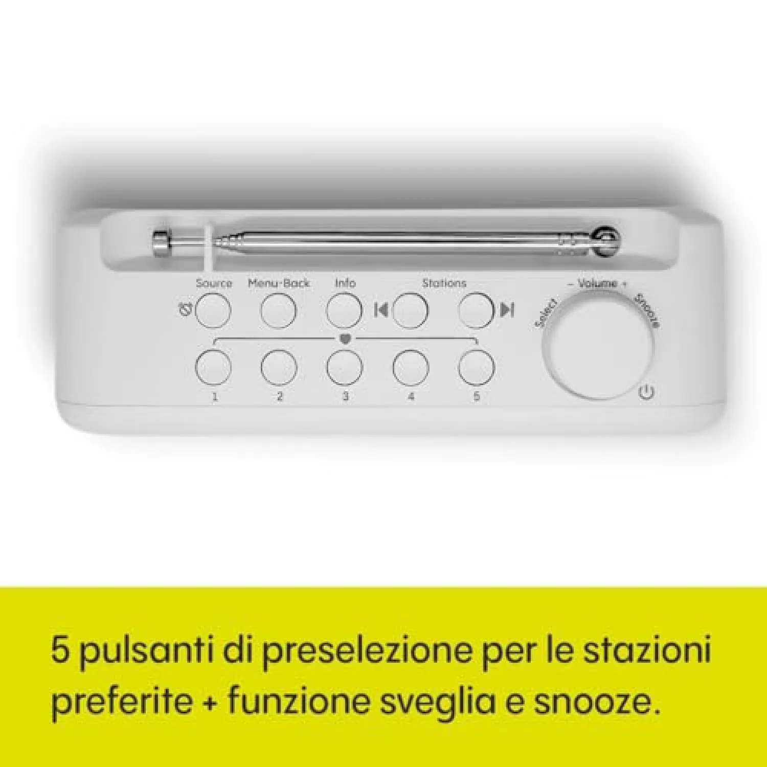Pure Elan One2 Radio Portatile DAB+/FM con Bluetooth 5.1 (display LCD, 10 tasti di memoria, alimentazione a batteria con 4xAA possibile) Bianco Cotone - immagine 2