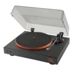 JBL Spinner BT, Giradischi Bluetooth con AptX-HD, Portatestina Rimovibile, Piatto in Alluminio con Trasmissione a Cinghia, Cartuccia Preinstallata con Magnete Mobile di Alta Qualità, Nero e Arancione
