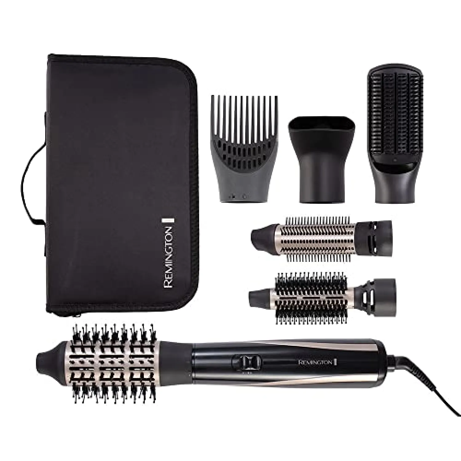 Remington Spazzola ad Aria Calda - 6 accessori: Spazzola Rotonda da 25,38,50 mm, Bocchetta Styling, Spazzola piatta, Booster Attaccatura Capelli - 1200W, Ricci, Volume e Stile Liscio, AS7700 - immagine 5