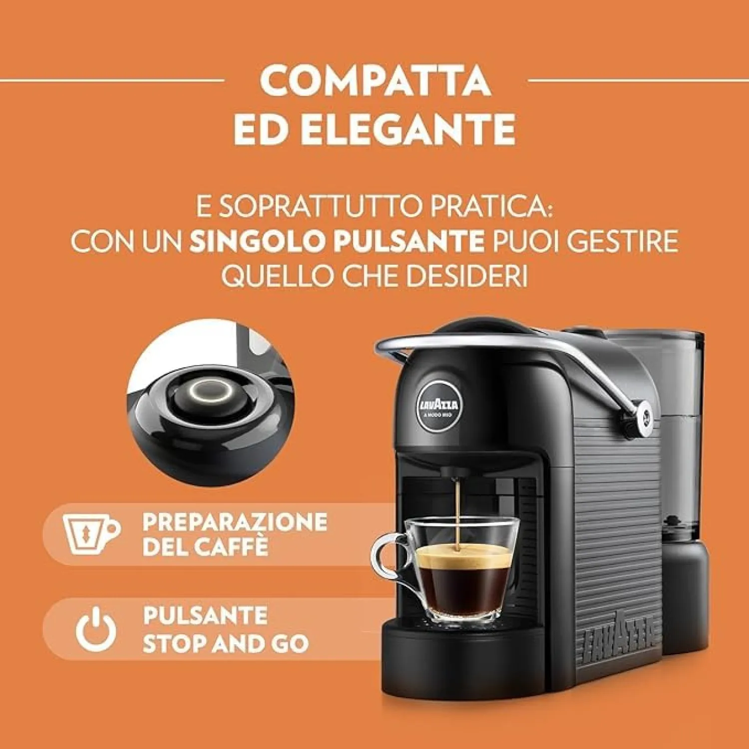 Lavazza Modo Mio, Macchina per Caffé Jolie EVO, 10 bar, per capsule Modo Mio, Nera - immagine 5
