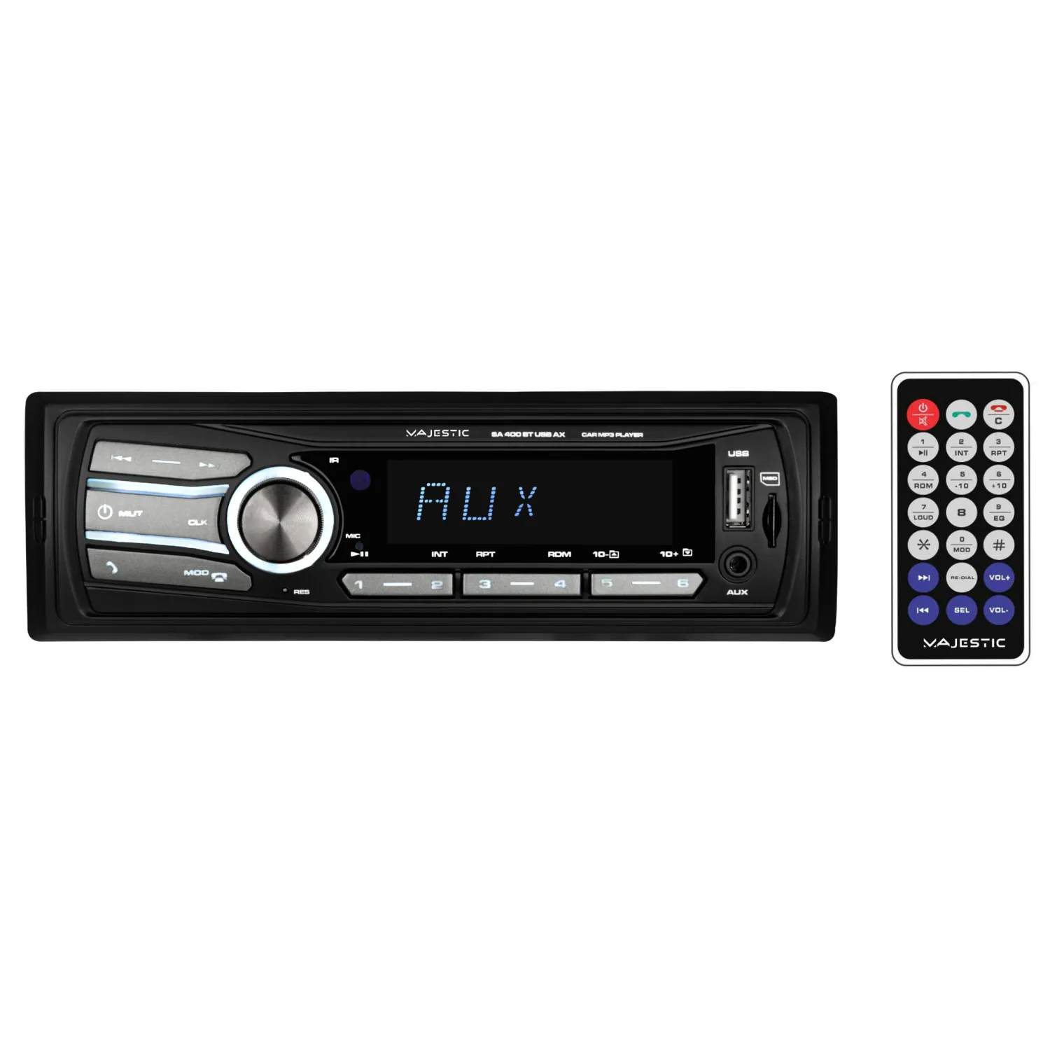 Majestic SA 400 BT USB AX - Sistema Audio Car con Bluetooth, Lettore MP3/WMA da USB/Micro SD, Telecomando, 100W (25W x 4ch), Nero