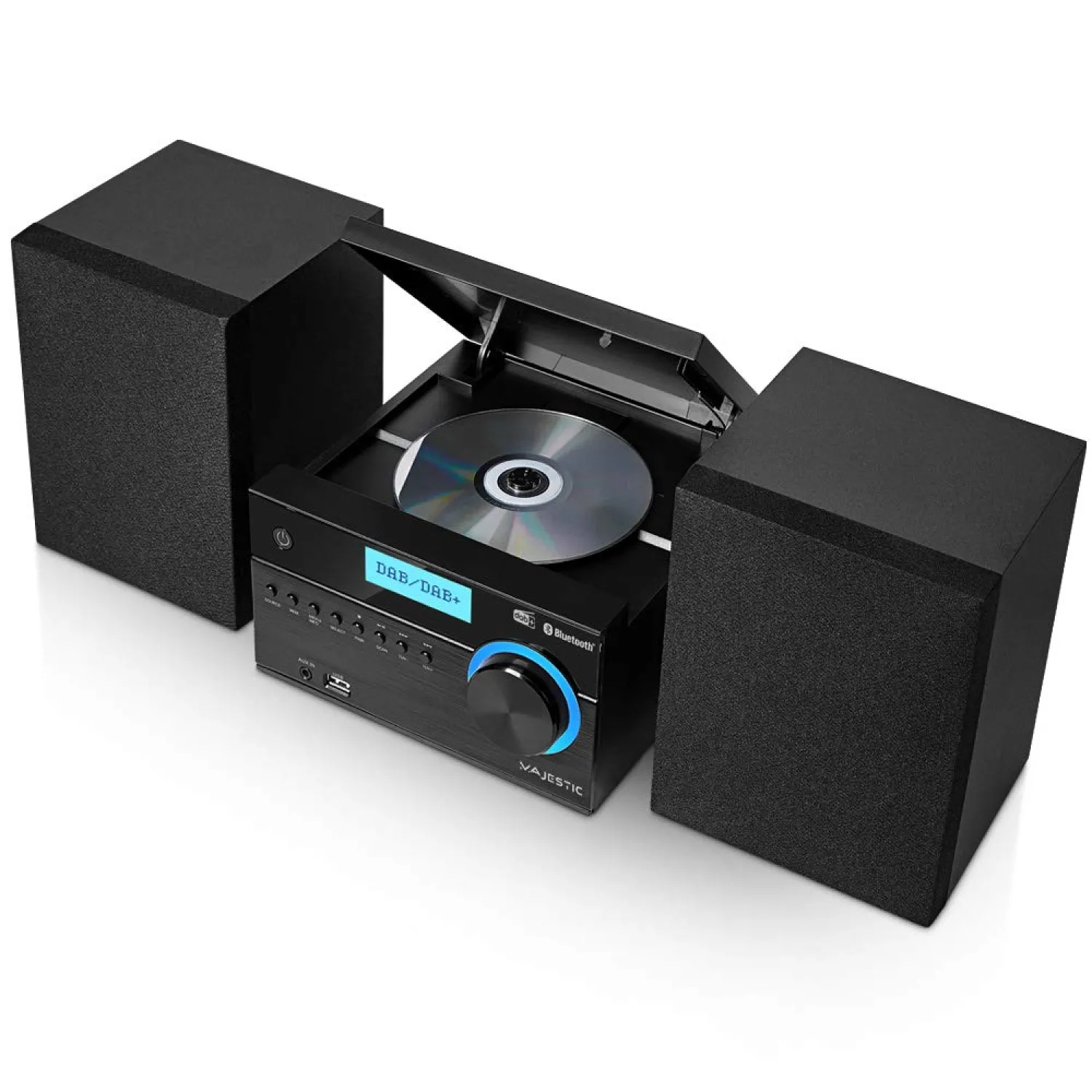 Majestic AH 2350 BT MP3 USB DAB - Sistema Micro Hi-Fi radio DAB/DAB+/FM, Bluetooth, Lettore CD/MP3, Ingresso USB/AUX-IN, telecomando, Nero - immagine 5