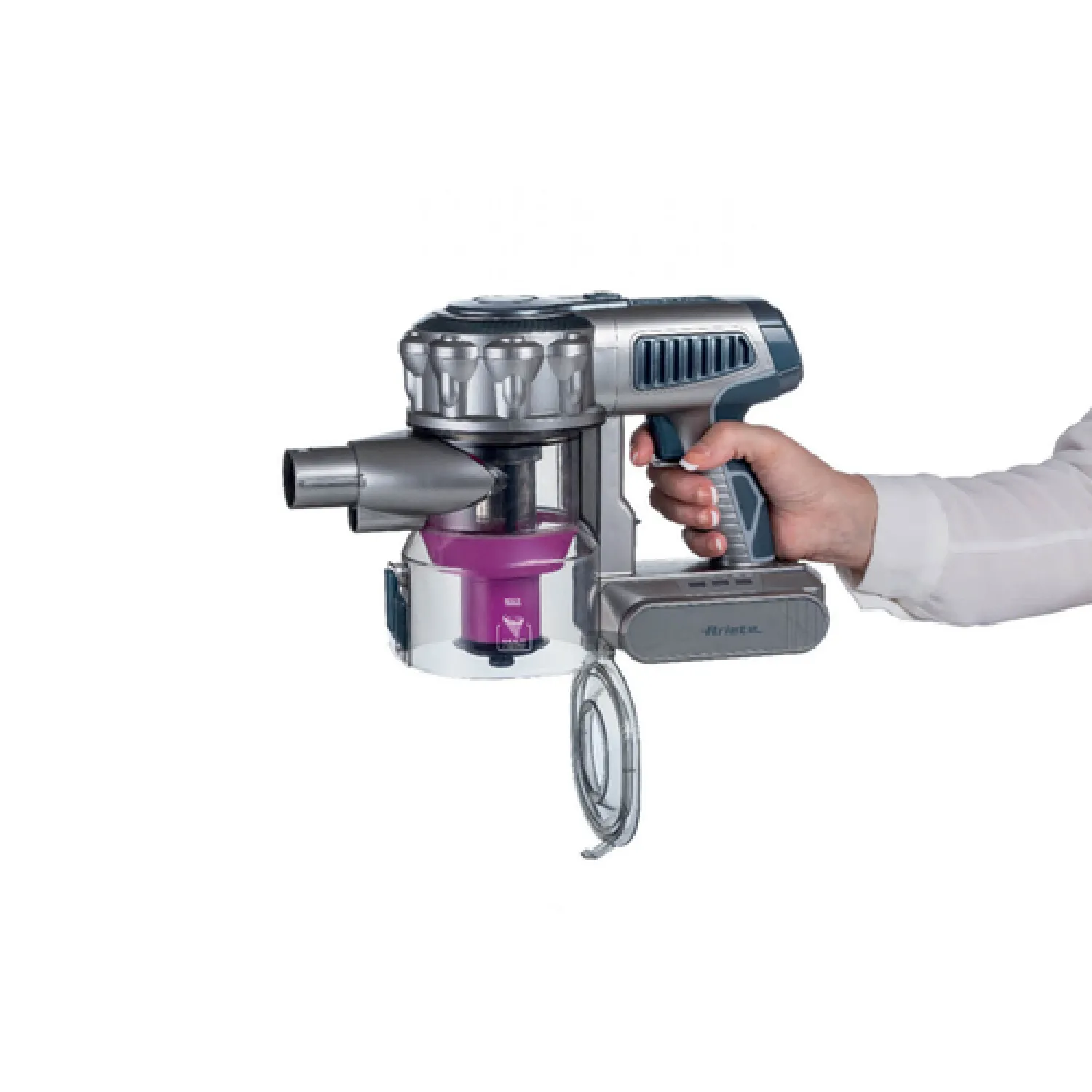 Ariete 2758/00 Batteria Secco HEPA, Tessuto Senza sacchetto 1 L 200 W Grigio, Rosa 2,2 Ah - immagine 2