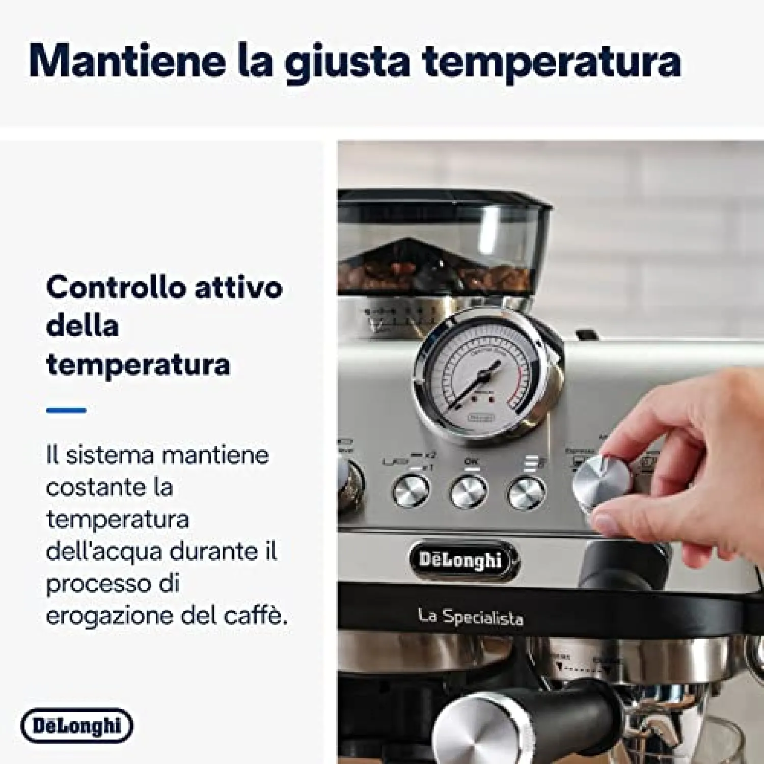 De'Longhi LA SPECIALISTA ARTE EC9155.MB Macchina da caffè Manuale, 3 Ricette Preimpostate, Controllo Attivo della Temperatura, 8 Livelli di Macinazione, Lancia MyLatte Art, incluso KIT BARISTA, Nera - immagine 3