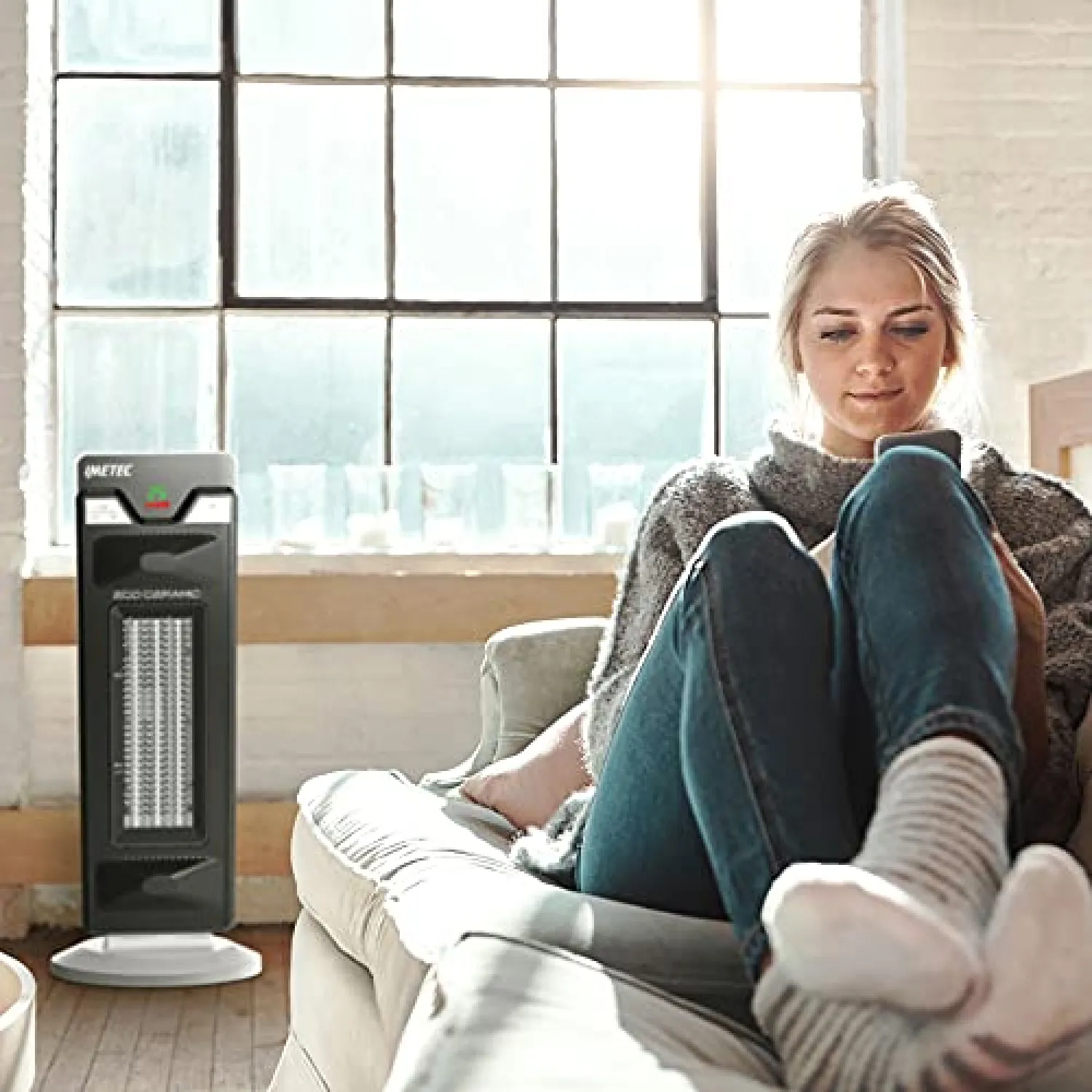 Imetec Eco Ceramic Diffusion - Stufetta Elettrica a Basso Consumo Energetico. Termoventilatore con Timer. 6 Regolazioni di temperatura - immagine 4