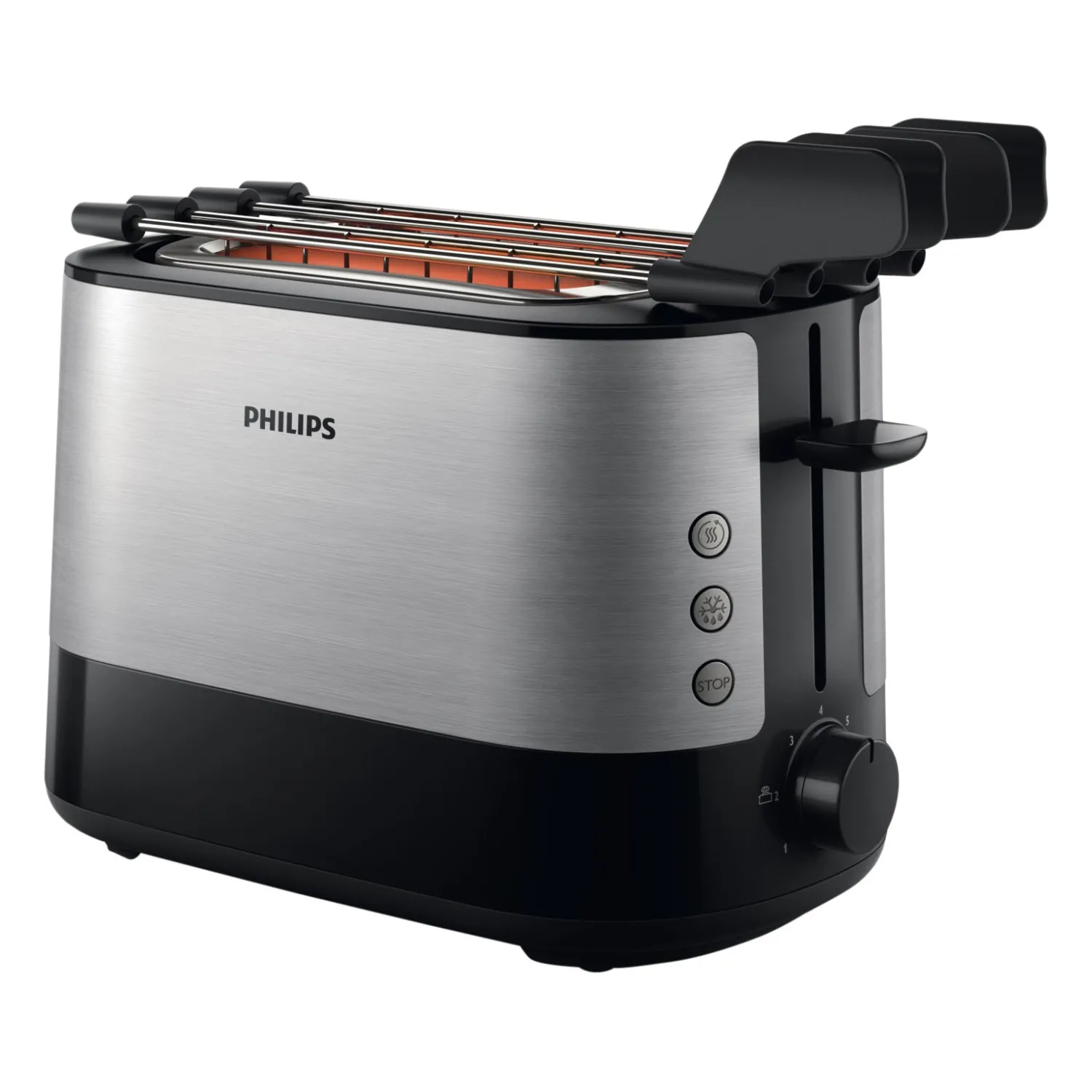 Philips HD2639/90 Viva Collection Tostapane con Lati in Metallo e Pinza per Sandwich, 650 W