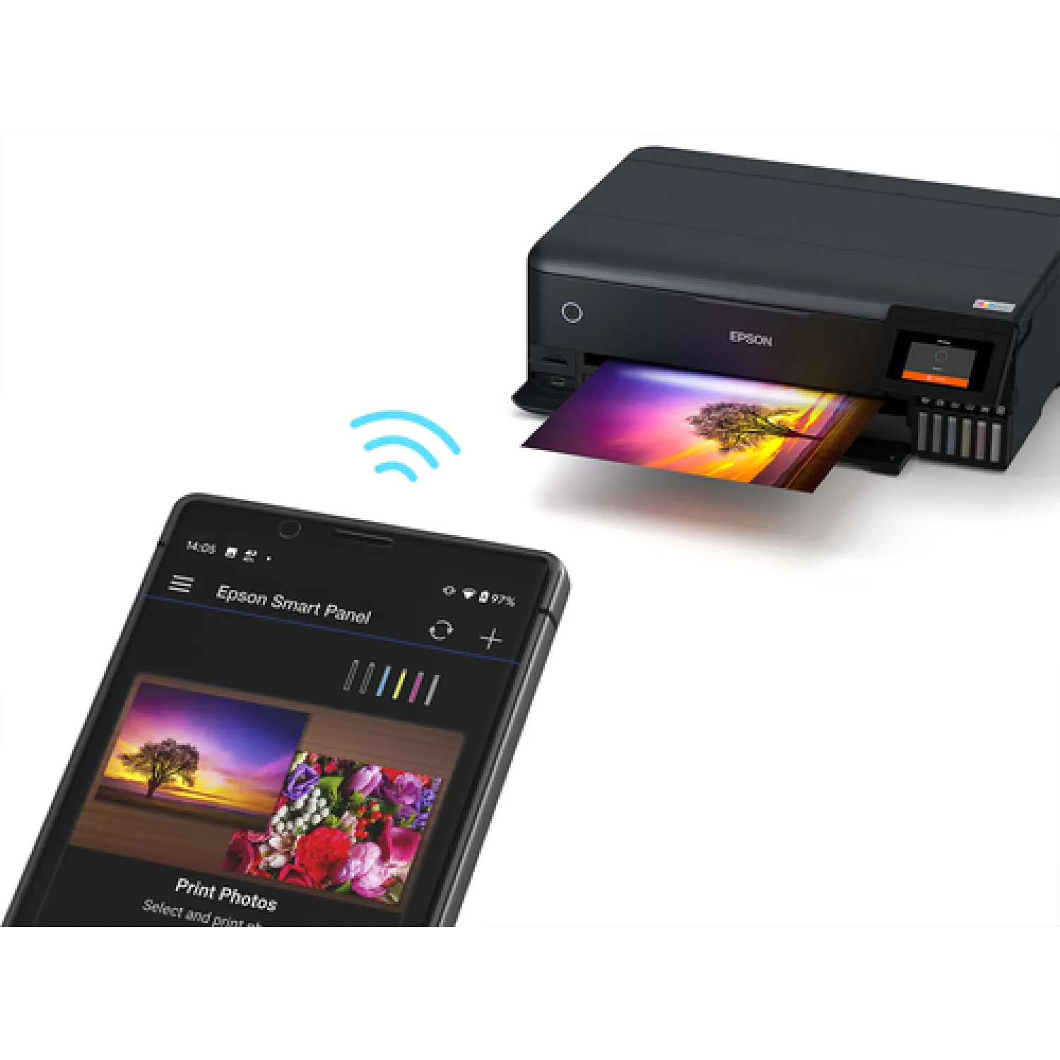 Epson EcoTank ET-8550 Stampante Fotografica per Appassionati Creativi, Formato A3+ Ultraconveniente, Inchiostri a 6 Colori, Gestione dei Supporti a 5 vie, Wi-Fi Direct ed Ethernet, Touchscreen - immagine 3