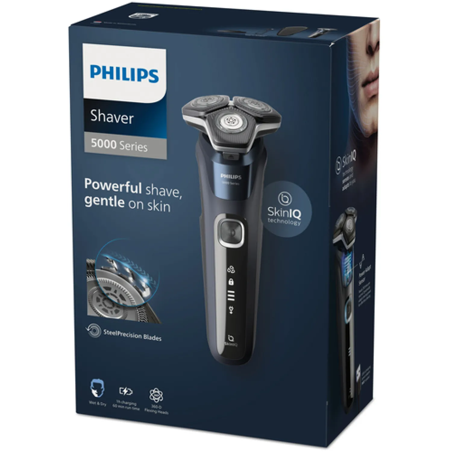 Philips SHAVER serie 5000 S5885/35 rasoio elettrico Rotazione Trimmer Nero, Blu - immagine 3